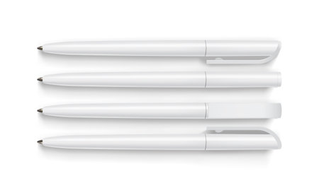 white pens isolated on white background mock up vectorのイラスト素材