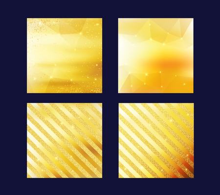 Set of abstract golden backgrounds. Vector luxury background for certificate, gift,voucher, present, discount, invitation,wedding card.のイラスト素材