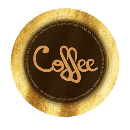 Vector gold round frame. Abstract gold glittering textured art illustration. Label templateのイラスト素材