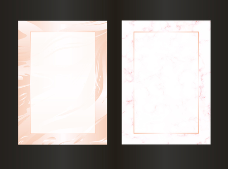 Design template with marble texture and gold geometric frame. Abstract golden background.のイラスト素材