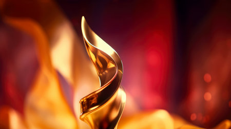 Abstract dark red and gold silk texture background. Elegant golden luxury satin cloth with wave. Prestigious, award, luxurious background. .の素材