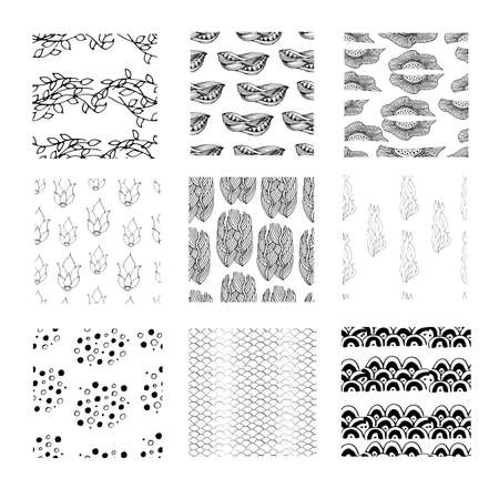 Collection of seamless geometric patterns.のイラスト素材