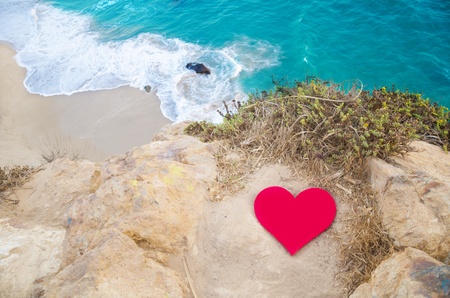 Heart shape on the top of the hill next the Pacific ocean in Malibuの写真素材