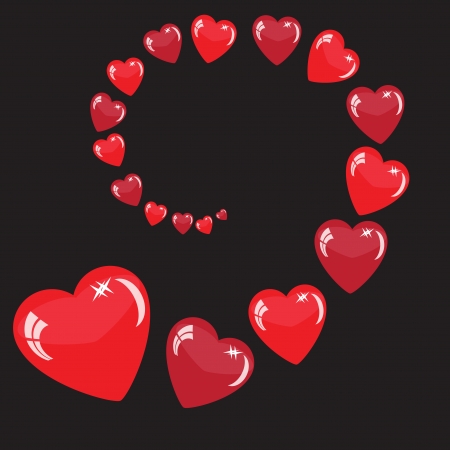 Valentine's background with many read hearts on black phoneのイラスト素材