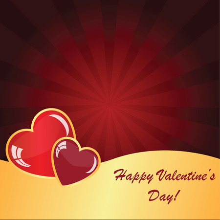 Valentine's background with two hearts on dark phone with rays のイラスト素材