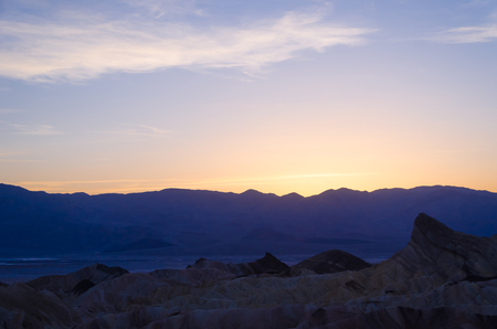 Sunset at Zabriskie Point in Death Valley National Park, California, USAの写真素材