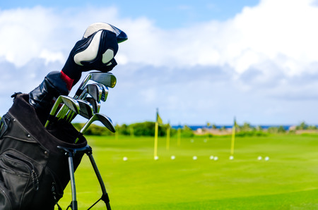 Golf background with clubs, in Hawaii, Kauaiの写真素材