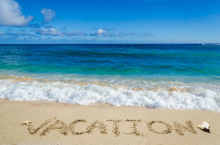 Vacation background on the sandy beachの写真素材