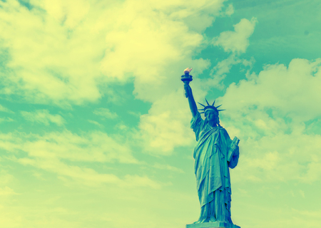 Statue of Liberty on Liberty Island in New York Harbor in New York City in the United States - retro stylingの写真素材