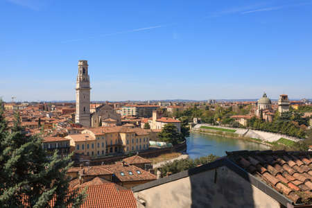 A view of Verona and Adige river from top of a hill, Italy