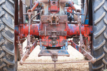 View of the back of an old tractors, vehicle suspension, agricultural, rural lifeの写真素材