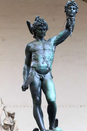 Bronze sculpture, Perseo with Medusa, Florence, Italyの写真素材