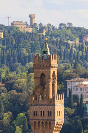 Old Palace bell tower, Florence, Italian panoramaのeditorial素材