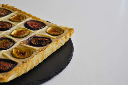 Close up of a figs pie. Homemade dessert. Foodの写真素材