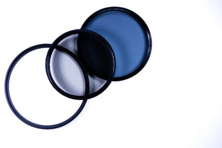 Photographic camera equipment lens filter on white backgroundの写真素材