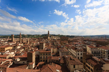 Florence view from Giotto's bell tower, Italian panorama.の写真素材