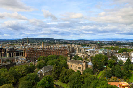 Edinburgh city panorama from Castle. European travel destinationsのeditorial素材