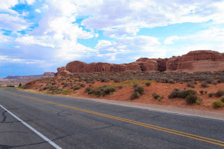 Panorama from Utah. highway through Arches National Park. United States of America.の写真素材