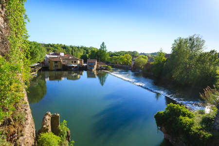 Panoramic view of Borghetto, Valeggio sul Mincio, Italy. Old mills. Italian panoramaの写真素材