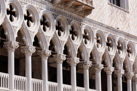 Exterior view of Doge's Palace from Venice, Italy. Italian famous landmark. Gothic architectureのeditorial素材