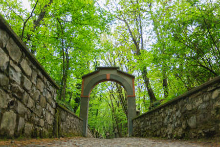 Stone arch along way of the cross. Religionの写真素材