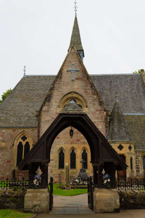 Front view of an old church from Scotland. Travelling in Europeの写真素材
