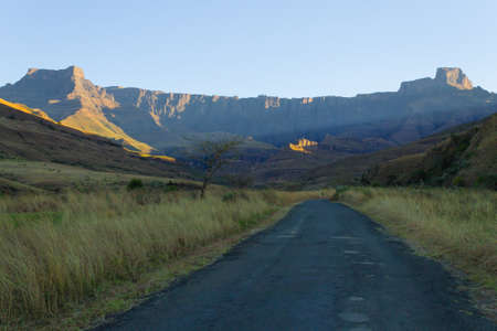 South African landmark, Amphitheatre from Royal Natal National Park. Drakensberg mountains  landscape. Top peaksのeditorial素材