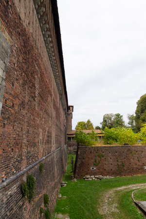 Sforza Castle view in Milan. Italian famous landmark. Architecture and buildings