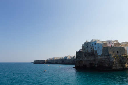 Polignano a mare view, Apulia, Italy. Italian panorama. Cliffs on adriatic seaの写真素材