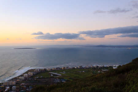 Aerial view of Cape Town from Signal Hill. South Africa modern city with spectacular nightscape panoramaの写真素材