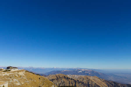 Mountain landscape from Italian Alps. View from "Monte Grappa" top.の写真素材