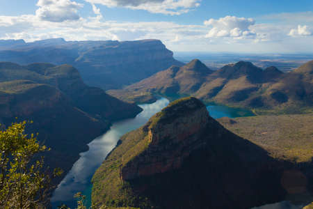 Lake near the Three Rondavels, from Blyde River Canyon, South Africa. Famous landmark. African panoramaの写真素材
