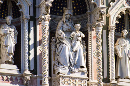 Detail of Florence Cathedral and Giotto's bell tower, Italian panorama. Tuscany landmarkの写真素材