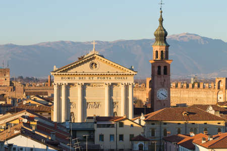View of Cittadella, medieval walled city in Italy. Italian fortificated town. Travel landmarkの写真素材