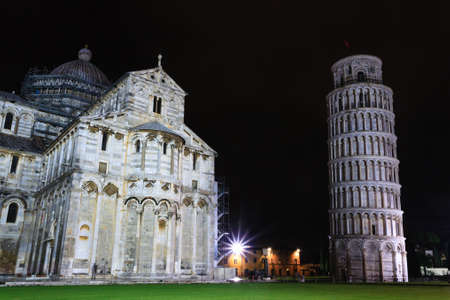 Piazza dei Miracoli with the Leaning Tower of Pisa, Italy. Italian landmarkの写真素材