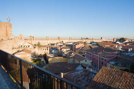 View of Cittadella, medieval walled city in Italy. Italian fortificated town. Travel landmarkのeditorial素材