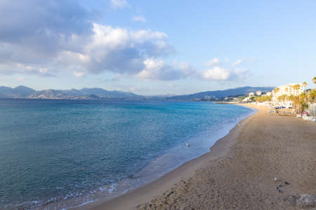 Cannes beach day view, France. Famous town in south of France. Promenade de la Croisetteの写真素材