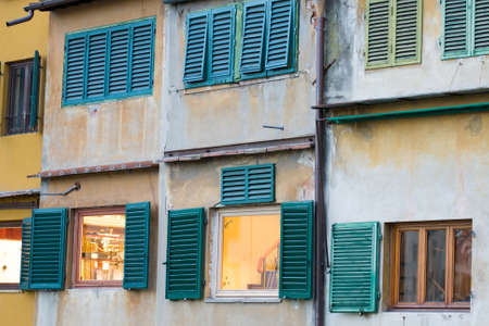 Old Bridge detail view, Florence, Italy. Italian landmark. Bridge over Arno riverの写真素材