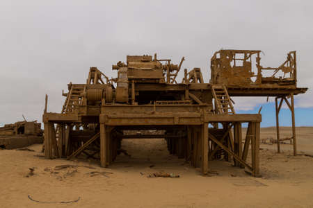 Old oil extraction station abandoned from Skeleton Coast, Namibiaの写真素材