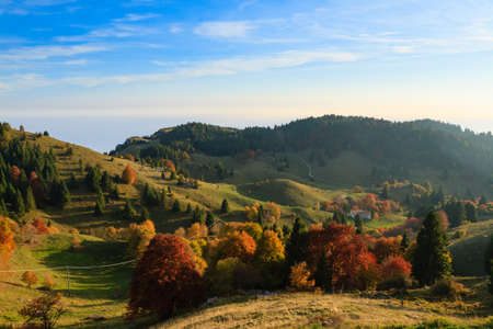 Autumn mountain landscape. Grappa mountain, Italian Alps