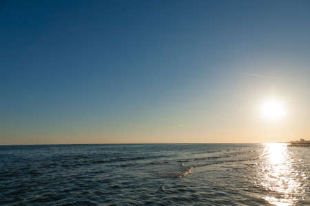 Beach landscape at dawn. Jesolo beach view, Italian panorama