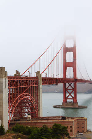 Golden Gate bridge with fog. Panorama from San Francisco, California.