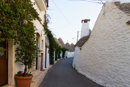View of Alberobello with trulli roofs and terraces, Apulia region, Southern Italy. Famous Italian landmark. Typical villageのeditorial素材