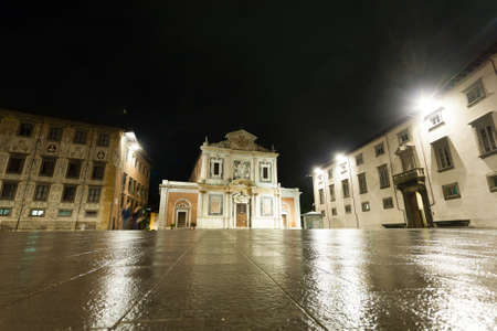 Scuola Normale Superiore in Pisa night view. Italian landmark,Tuscany.の写真素材
