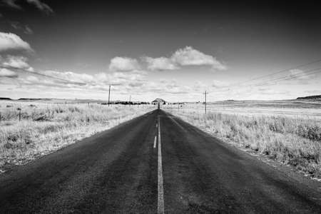 Perspective road from Orange Free State. On the road to Karoo, South Africa. African landscape....