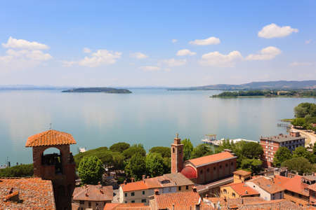Lake Trasimeno view, Italy. Italian landscapeの写真素材