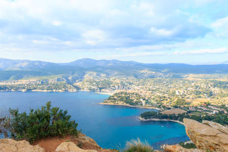 Cassis view from Cape Canaille top, France. Beautiful french landscape.の写真素材
