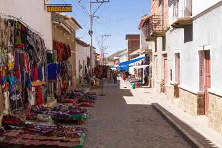 Tarabuco traditional market view, Bolivia. Bolivian landmark.のeditorial素材