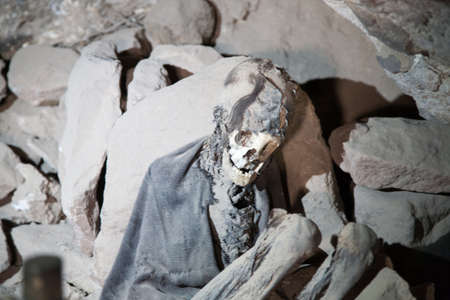 Mummified skeleton from Coqueza.Momias de Coqueza, Uyuni, Bolivia