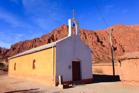 Little church from bolivian village,Bolivia.Quebrada de Palmira area.Bolivian landscapeの写真素材